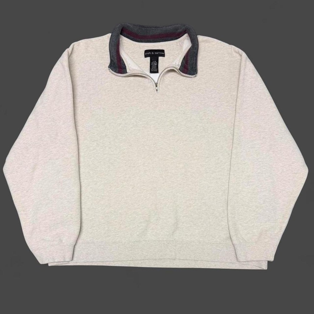 Vintage 90s Croft & Barrow Heather Grey Quarter Zip Sweatshirt Mens Large